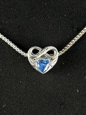 March Birthstone Pendant With Simulation Aquamarine & Faux Diamonds For Birthday